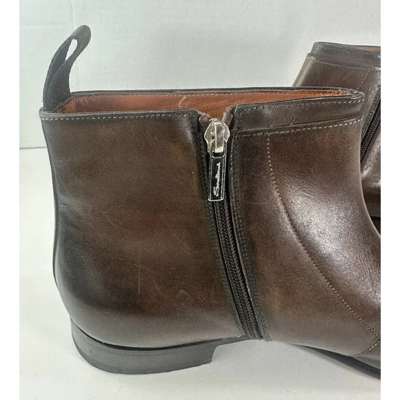 Santoni Monk Strap Boots Brown Leather Designer Dress Loafers Men's Size D 12 - Picture 6 of 16